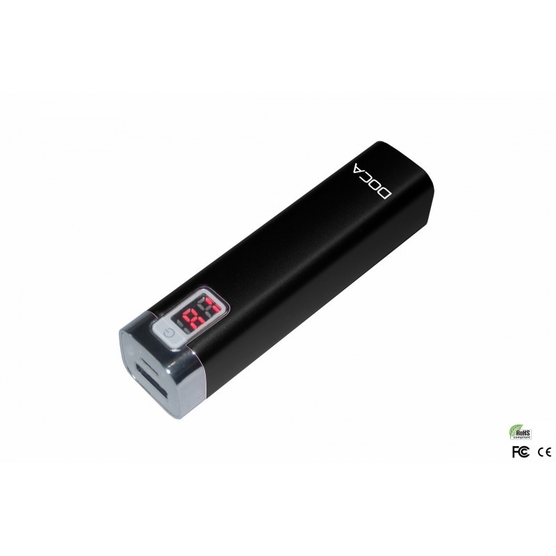 Batterie de secours portable puissante à affichage LED capacité 2600 mAh couleur noire