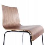 SAONE stool made of wood and chrome metal (Walnut)