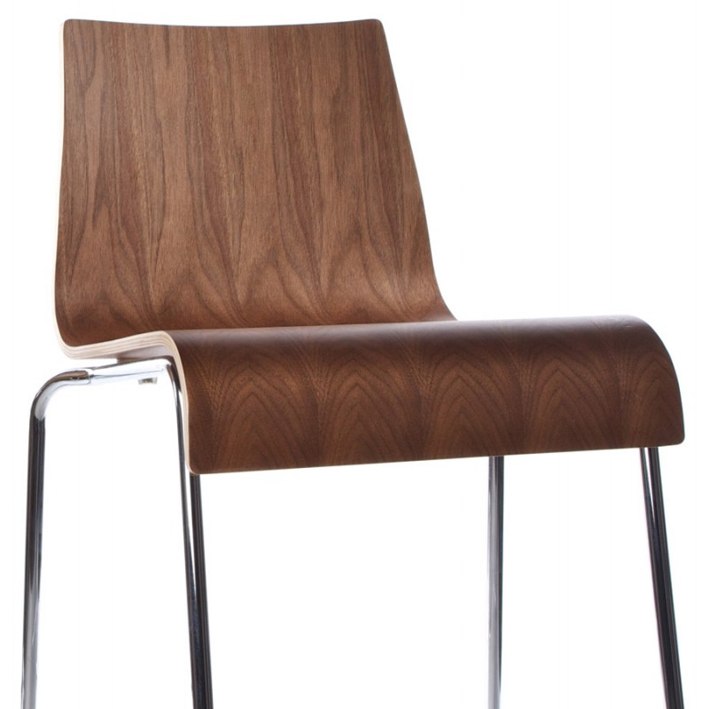SAONE stool made of wood and chrome metal (Walnut) - image 16164
