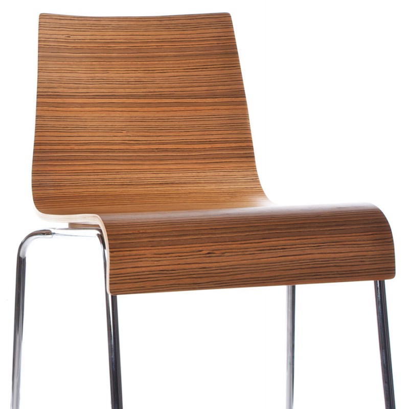 SAONE stool made of wood and chrome metal (zebrano) - image 16183