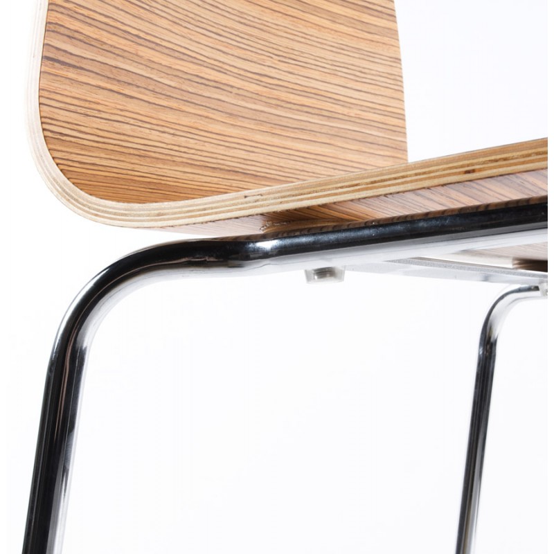 SAONE stool made of wood and chrome metal (zebrano) - image 16185