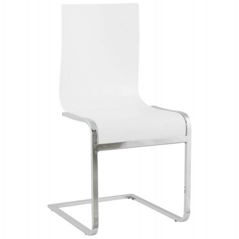 Chaise moderne DURANCE en bois et métal chromé (blanc) - image 16720