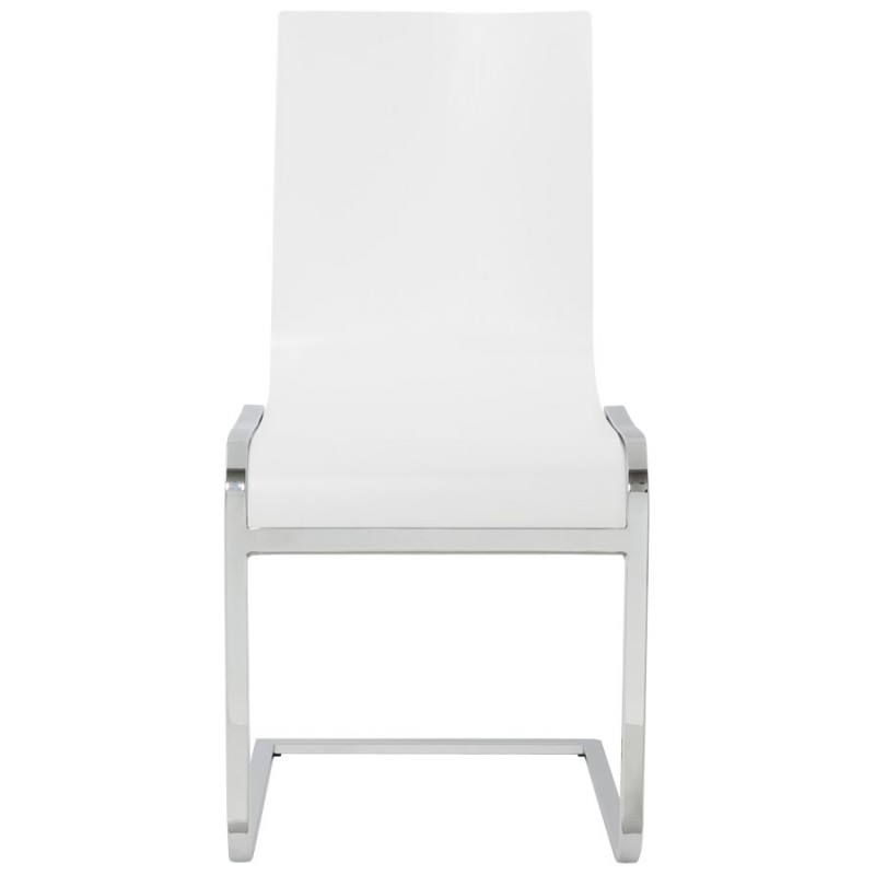 Chaise moderne DURANCE en bois et métal chromé (blanc) - image 16721