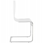 Chaise moderne DURANCE en bois et métal chromé (blanc)