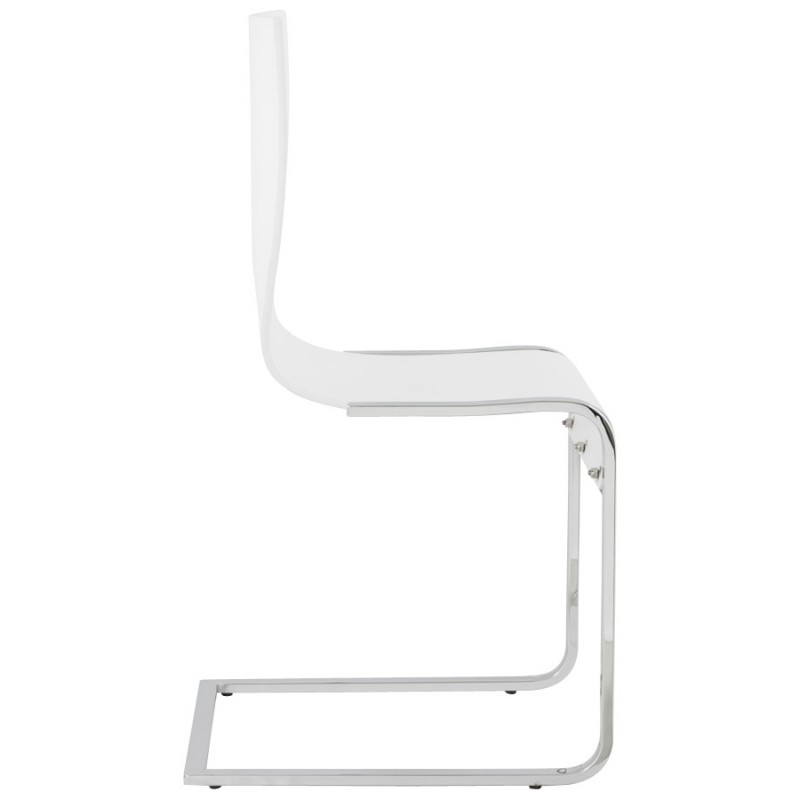 Moderner Stuhl Holz DURANCE und Chrom Metall (weiß) - image 16722