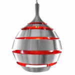 Lampe suspendue design TROGON en métal (rouge et argent)
