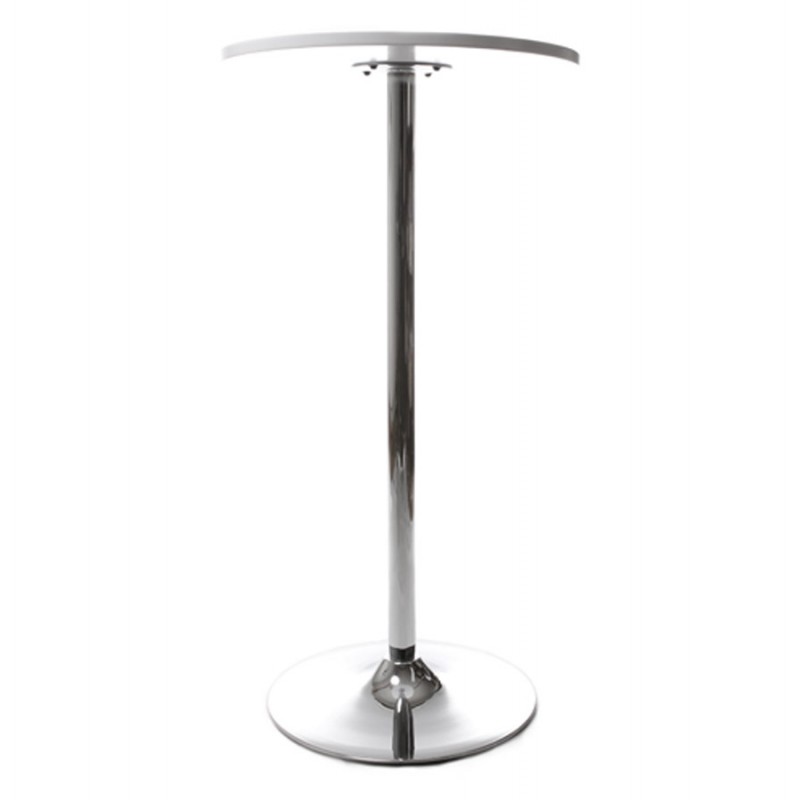 Lateral mesa alto BALEARE madera y metal cromado (Ø 60 cm) (blanco) - image 19820
