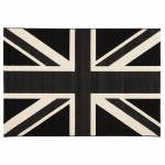 Alfombras contemporáneas y diseño rectangular de LARA bandera UK (negro, blanco)