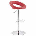 Contemporary round and adjustable bar stool IRIS (red)