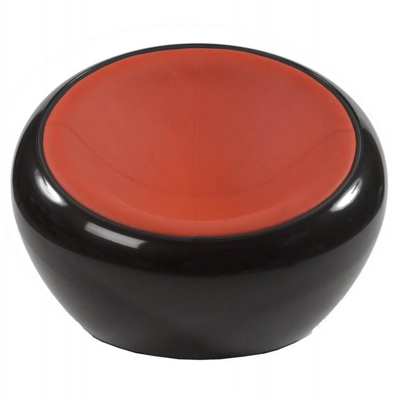 BOULE Sillón moderno de corte minimalista giratorias pies ajustables (negro rojo) - image 20953