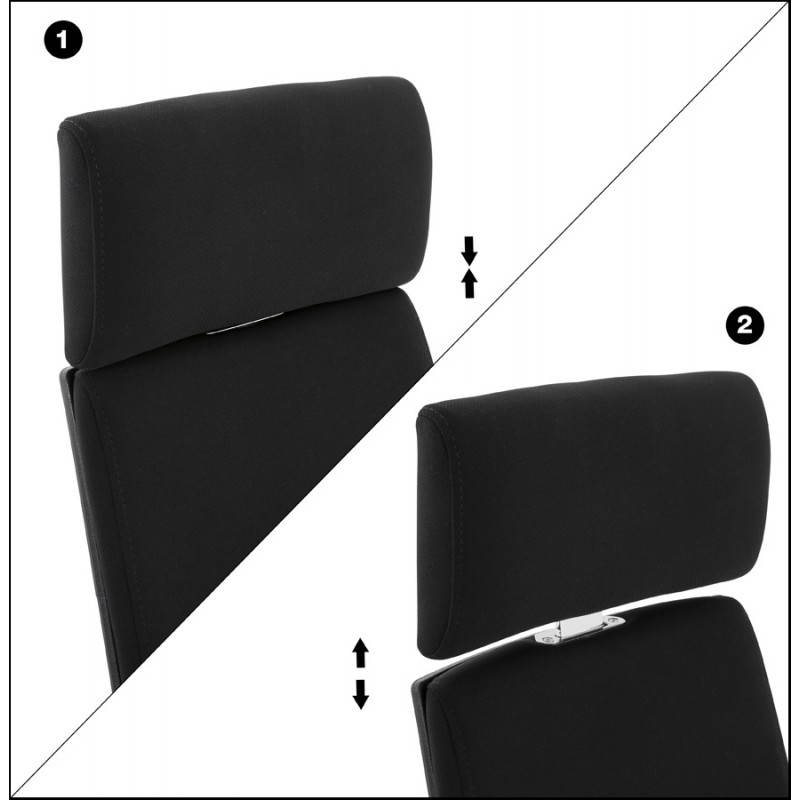 Fauteuil de bureau design ergonomique BARBADES en tissu (noir) - image 21112
