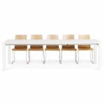 Table design avec 2 rallonges MACY en bois peint (blanc)