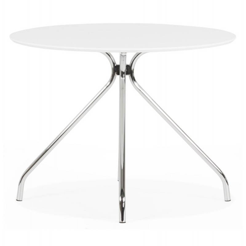 Table moderne ronde MINOU en bois peint et métal (Ø 100 cm) (blanc) - image 21377