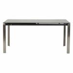 Design table rectangular extension MONA tempered glass and stainless steel (black)