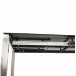 Diseño de extensión rectangular de la mesa MONA templado vidrio y acero inoxidable (negro)