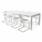 Mesa rectangular con extensión FIONA en madera lacada y aluminio cepillado (blanco)