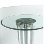 Table design ronde LOUPE en verre trempé et aluminium brossé (Ø 160 cm) (transparent)