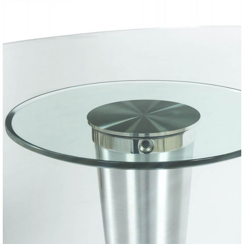 Table design ronde LOUPE en verre trempé et aluminium brossé (Ø 160 cm) (transparent) - image 21592