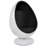 OVALO design chair in polymer and fabric (white and black)