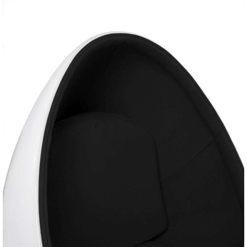 Fauteuil design OVALO en polymère et tissu (blanc et noir) - image 22154