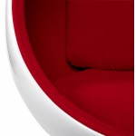 Fauteuil design OVALO en polymère et tissu (blanc et rouge)