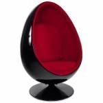 OVALO design chair in polymer and fabric (black and red)