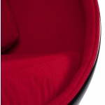 Fauteuil design OVALO en polymère et tissu (noir et rouge)