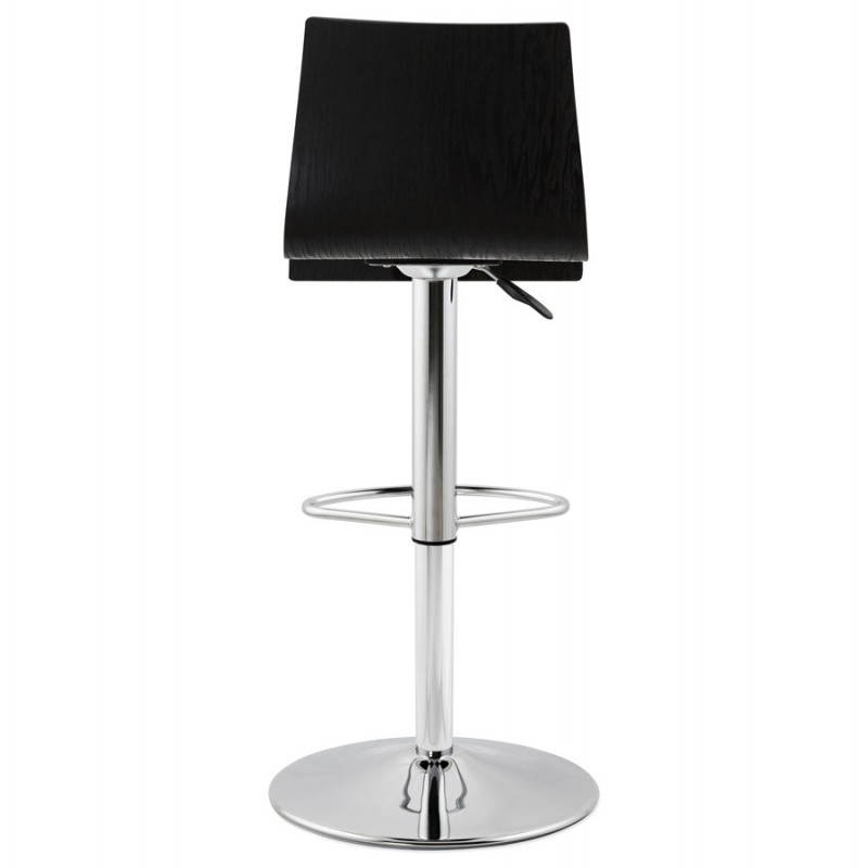 Design bar in wood and chrome-plated metal stool. (Black) wood FOURS - image 22290