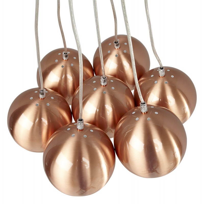 Lampe suspendue rétro 7 boules GELA en métal (cuivre) - image 23215