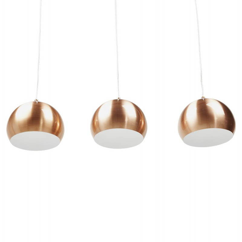 Lampe suspendue rétro 3 boules POUILLES en métal (cuivre) - image 23240