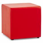PORTICI polyurethane square pouf (red)