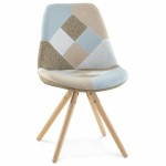 Chair patchwork style Scandinavian BOHEMIAN fabric (blue, grey, beige)