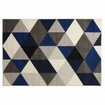Carpet design rectangular Scandinavian style GEO (gray, blue, beige)