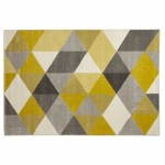 Carpet design rectangular Scandinavian style GEO (230cm X 160cm) (yellow, grey, beige)