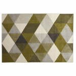 Carpet design rectangular Scandinavian style GEO (230cm X 160cm) (green, grey, beige)