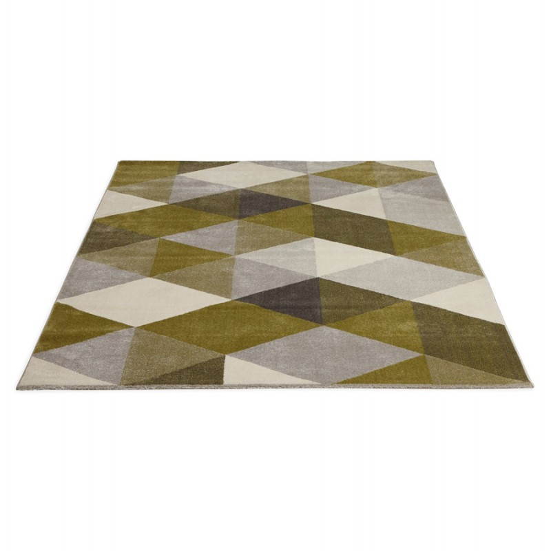 Tapis design style scandinave rectangulaire GEO (230cm X 160cm) (vert, gris, beige) - image 25714
