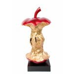 Statuette sculpture décorative design TROGNON DE POMME en résine (doré, rouge)