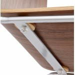 Tabouret de bar design mi-hauteur SAONE MINI en bois et métal chromé (noyer)