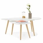 Tables basses design ovales gigognes GOLDA en bois et chêne massif (blanc)