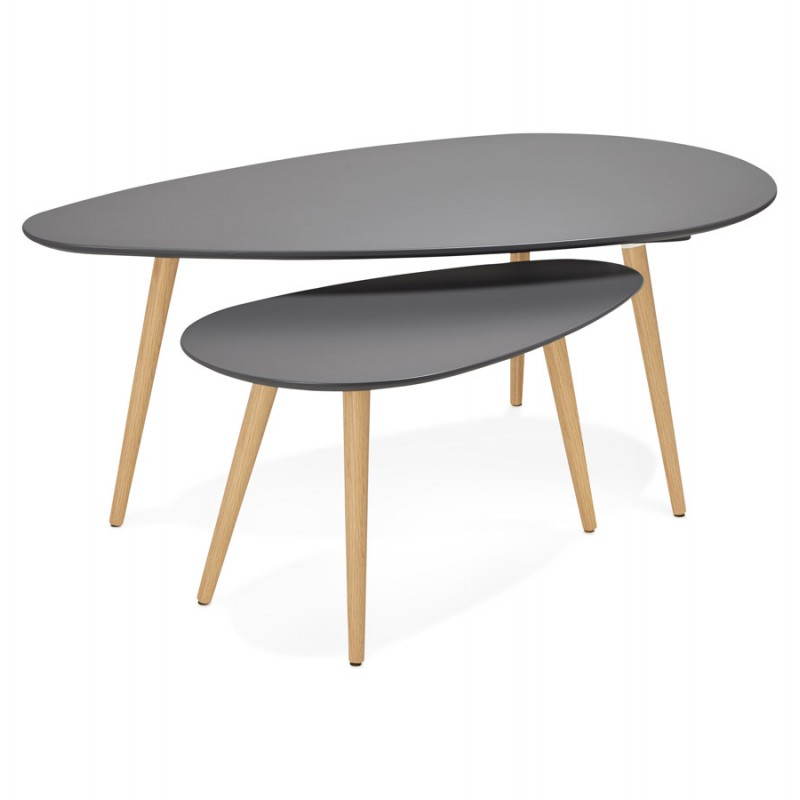 Tavolini design ovale GOLDA nidificazione in legno e rovere (grigio scuro) - image 27910