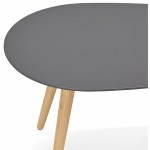 Tables basses design ovales gigognes GOLDA en bois et chêne massif (gris foncé)