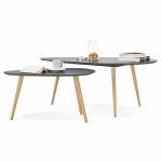 Tavolini design ovale GOLDA nidificazione in legno e rovere (grigio scuro)