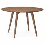Round dining table vintage style Scandinavian SOFIA (Ø 120 cm) wood (Walnut)