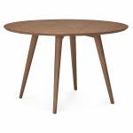 Round dining table vintage style Scandinavian SOFIA (Ø 120 cm) wood (Walnut)