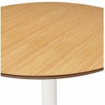 Mesa de comedor redonda de diseño escandinavo RAYA en metal madera y pintado (Ø 120 cm) (natural, blanco)