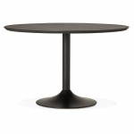 Diseño redondo de la RAYA de comedor en madera y mesa de metal pintado (Ø 120 cm) (negro)