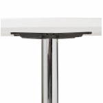 Table de repas design ronde GALON en bois et métal chromé (Ø 120 cm) (blanc, métal chromé)