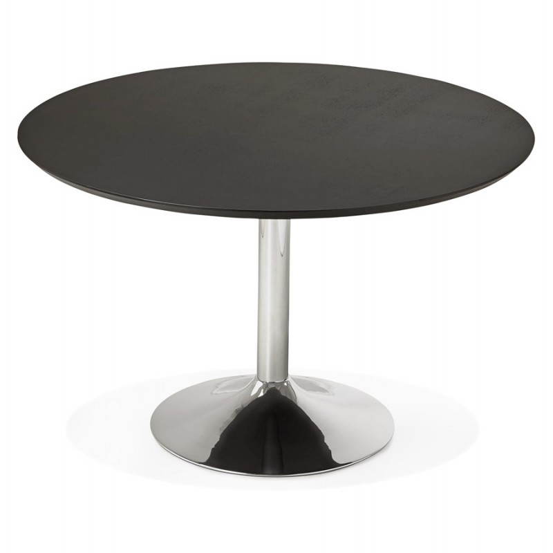 Round design dining STRIPE in wood and chrome metal (Ø 120 cm) table (black, chrome metal) - image 28157