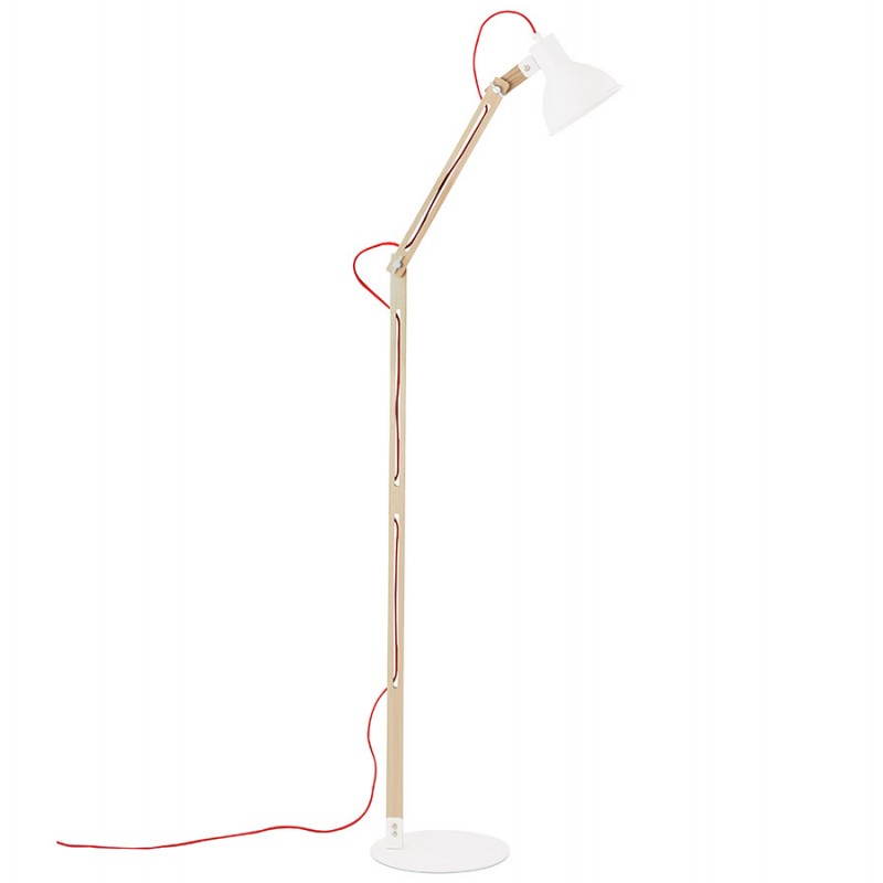Lampe sur pied design LOFT en métal et bois (blanc, naturel) - image 28208