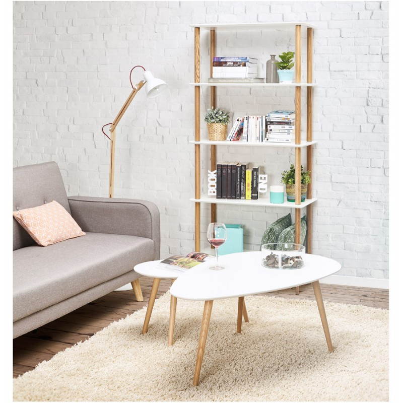 Shelf design bookcase style Scandinavian ERIKA wooden (white) - image 28307